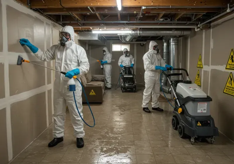 Basement Moisture Removal and Structural Drying process in Camillus, NY